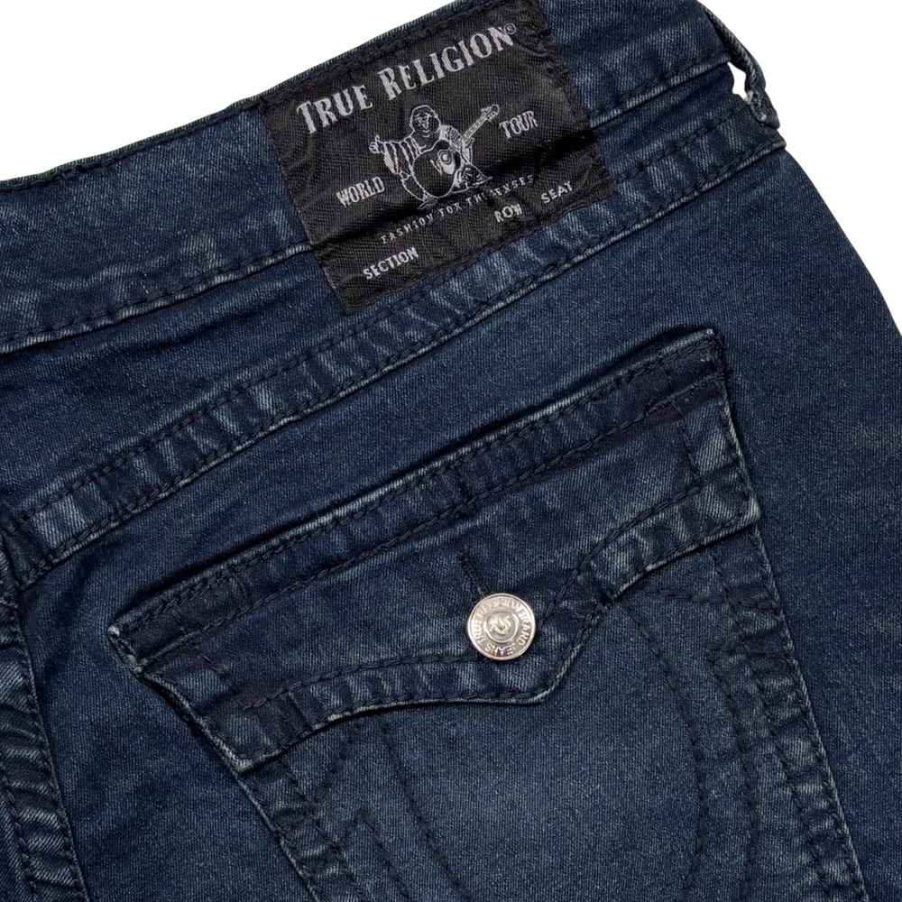 True Religion Jeans Geno‎ Relaxed Slim Mens 40x28 Dark Wash Big T Flap Pocket